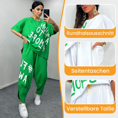 Bequemes, locker geschnittenes Damen-Set bestehend aus T-Shirt und Hose