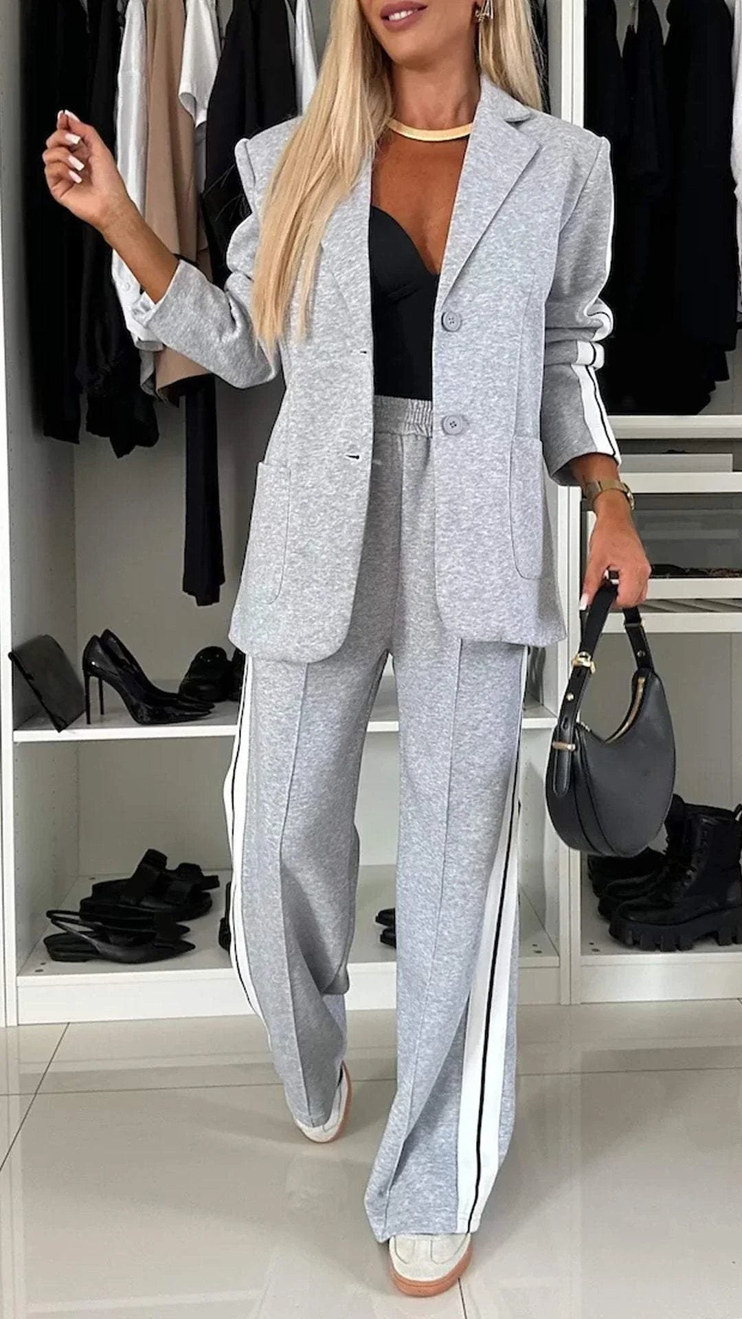 Damen Blazer mit Revers, langärmliger, lässiger Anzug