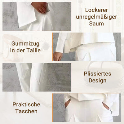 Mode, Freizeit : Langarmshirt mit rundem Hals & Hose – 2-teiliges Set